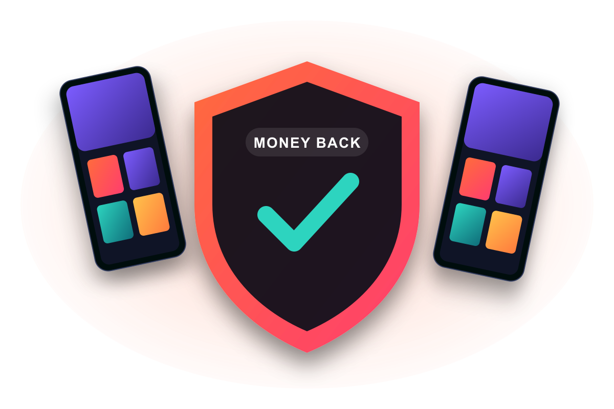 Surf IPTV IPTV money-back guarantee badge with a 7-day refund window